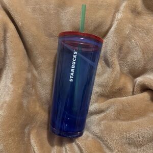 Starbucks Summer 2022 Glass Cold Tumbler Transparent Blue Ocean Spray 18 Oz